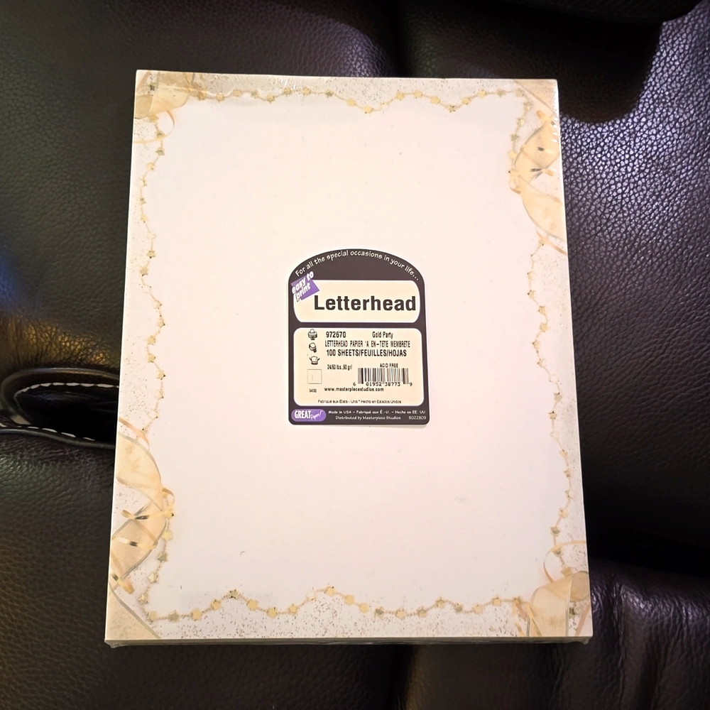 💕 100 gold party letterhead sheets NIP